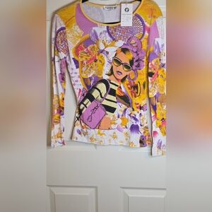 Paolo Santini M Della Vita Multiclrd Lslv Pop art Floral Print Women's T-shirt